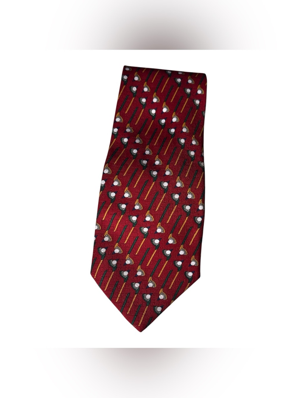 Red Silk Tie with Golf Motif